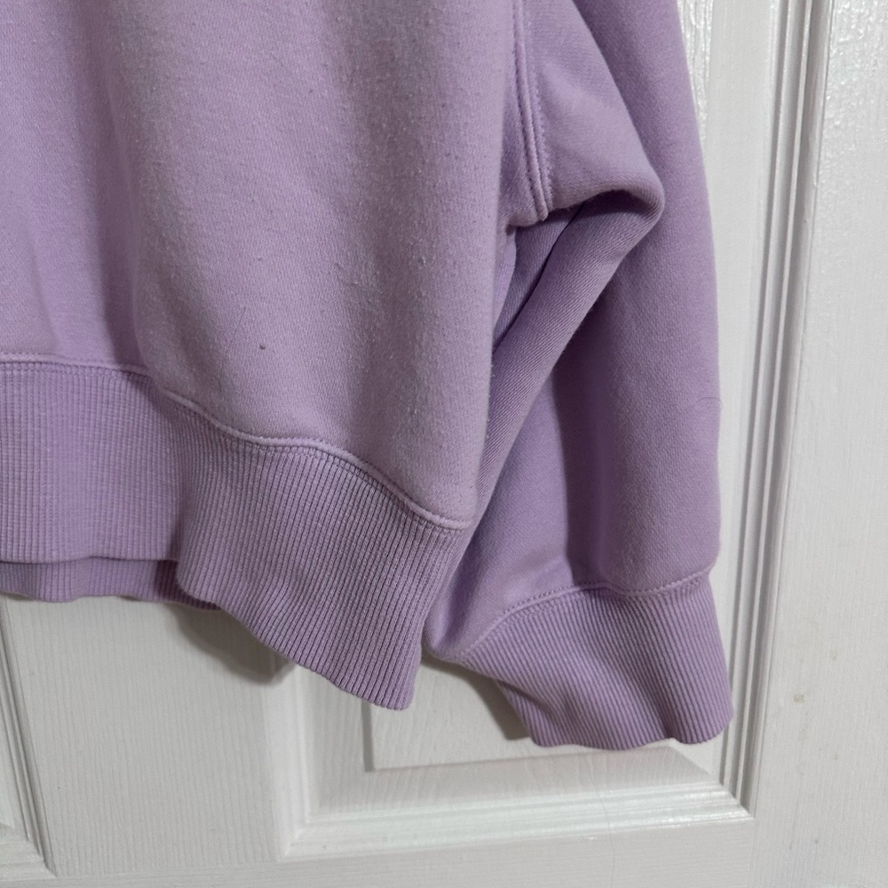 Nike Cropped Quarter Zip Fleece Sweatshirt Lavender L Dropped Shoulder - Picture 6 of 7